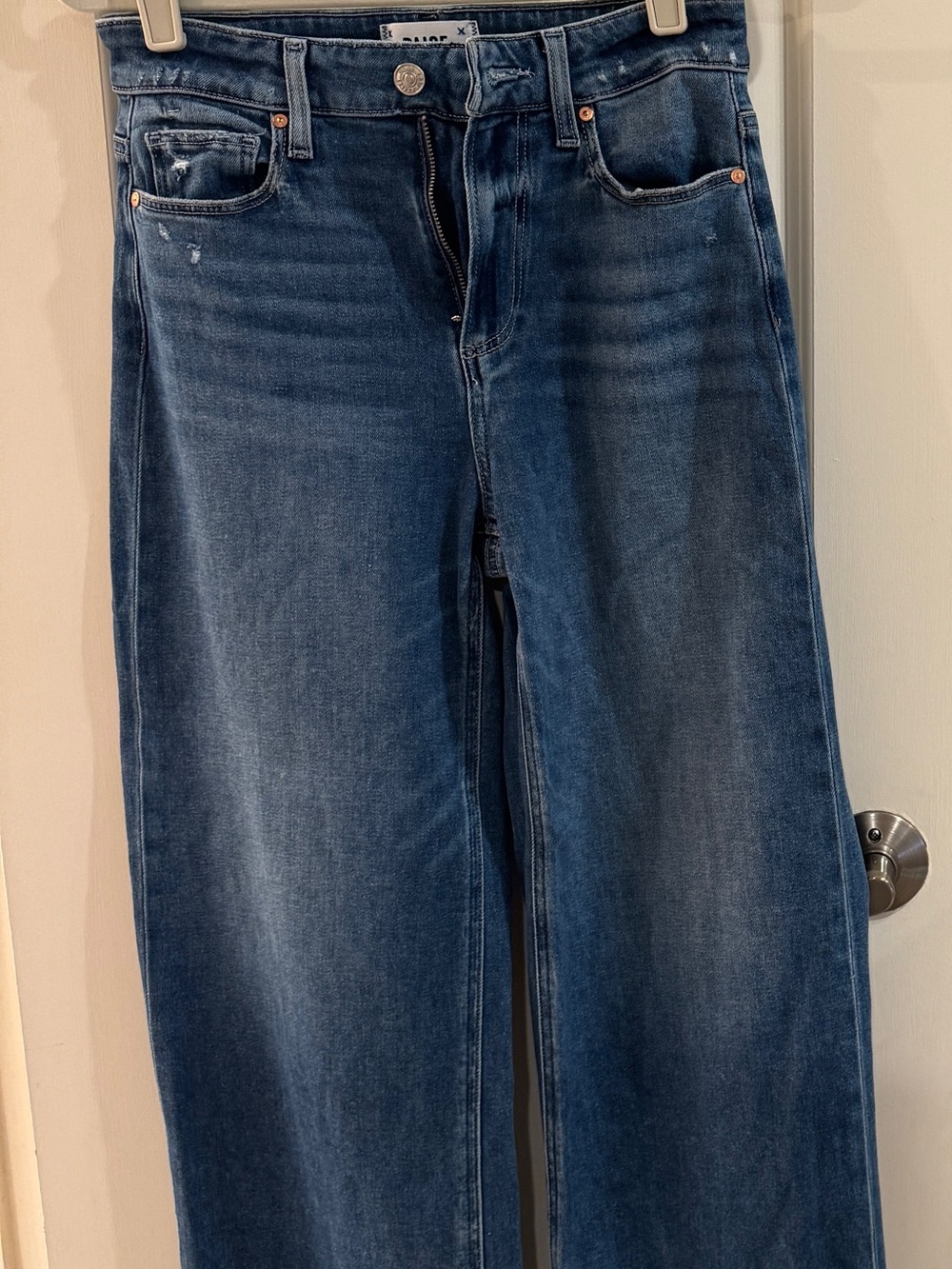 PAIGE Light Wash High-Rise wide leg Jeans